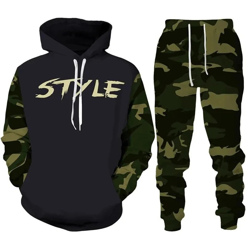 Camouflage Hoodie Pant Suit 3D Printed Casual Men Women High Quality Tracksuit Outfits Fashion Men's Clothing 2pcs Sets