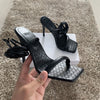 Women's Sandals 2024 New Party Sexy Ankle Strap High Heels Thin Heels Square Head Open Toe Women's High Heel Sandals White Heels