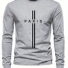 PARIS letter print men's T-shirt spring and autumn casual simple and comfortable round neck long sleeved sport T-shirt men's top