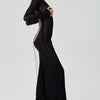 Women See Through Bodycon Long Dress Long Sleeve Mesh Sheer Maxi Dress Cross Tie Up Backless Club Party Dress Maxi Dress