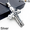 KISMIS 1PC Stainless Steel Cross Necklace Pendant Jewelry Catholic and Christian Jesus Amulet