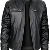 Mens High-quality Locomotive Leather Jacket Fashion Stand-up Collar Punk Leather Jacket Men