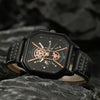 Alloy Quartz Bracelets Casual Leather Strap Cool Black