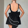 Mozision Pearl Bow Backless Sexy Mini Dress For Women Robe Fashion Zipper Sleeveless High Waist A-line Club Party Dress Elegant