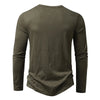 Autumn New Men's Cotton Button Long Sleeve  Henley Neck T-Shirt Casual Solid Color Breathable Versatile Fashion Slim T-Shirts