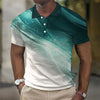 Polo Shirt Fashion Men'S Gradient Line Summer Short Sleeved T-Shirt Casual Daily Lapel Topt-Shirt Striped T-Shirt Men'S Clothing