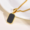 Stylish Mens Geometric Square Necklaces,Black Enamel Rectangle Pendant with Rope Box Chain Collar,Trendy Jewelry Gifts