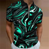 Optical Illusion Men's Abstract 3D Print Zip Polo Outdoor Daily Wear Streetwear Polyester Short Sleeve Turndown Zip Polo Shirts