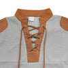 Cross-border new men's waffle color matching strap V-neck top casual long-sleeved bottoming T-shirt