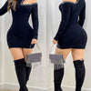 Women's Clothing Hollow Hot Drilling Midi Dress Long Sleeve Solid Color Sexy Bodycon Fashion Summer Dress