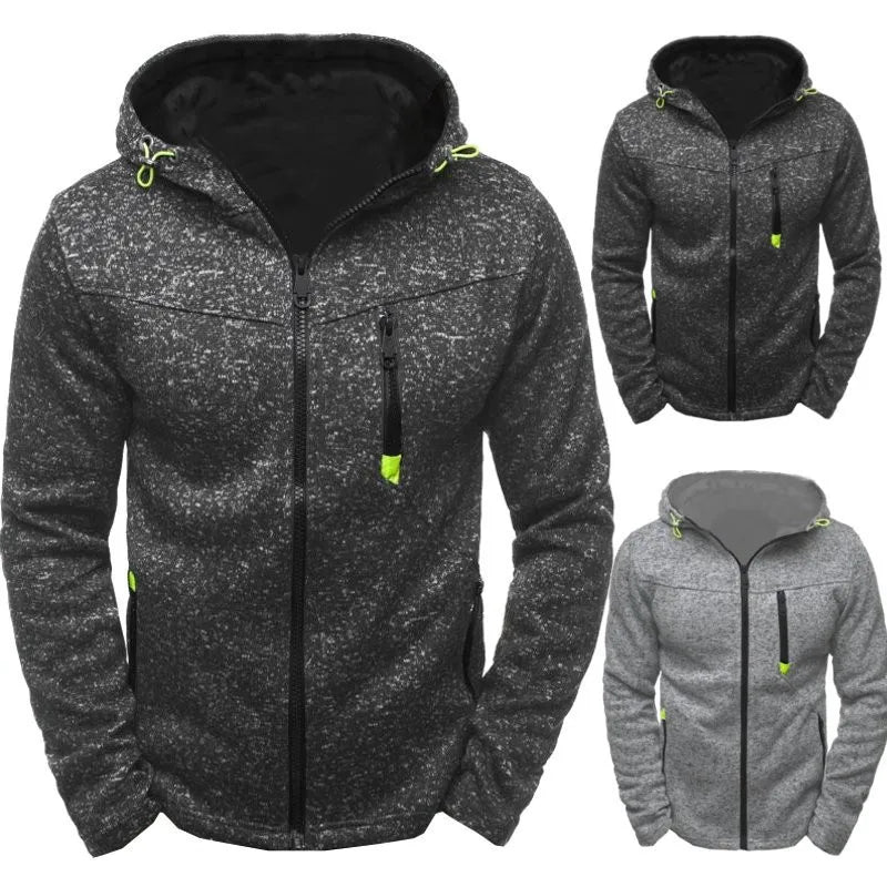 Men's Hoodie with Side Zipper Pockets Thin Wool Solid Color Tracksuit Casual Everyday Outdoor Hooded Tracksuit Long Sleeves