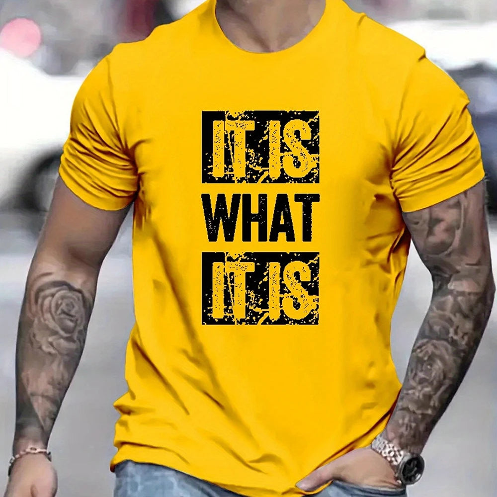 Men's T Shirt Creative Letter Printed Short Sleeve T-shirts Breathable O-Neck Fitness Menwear Men's Top Clothing