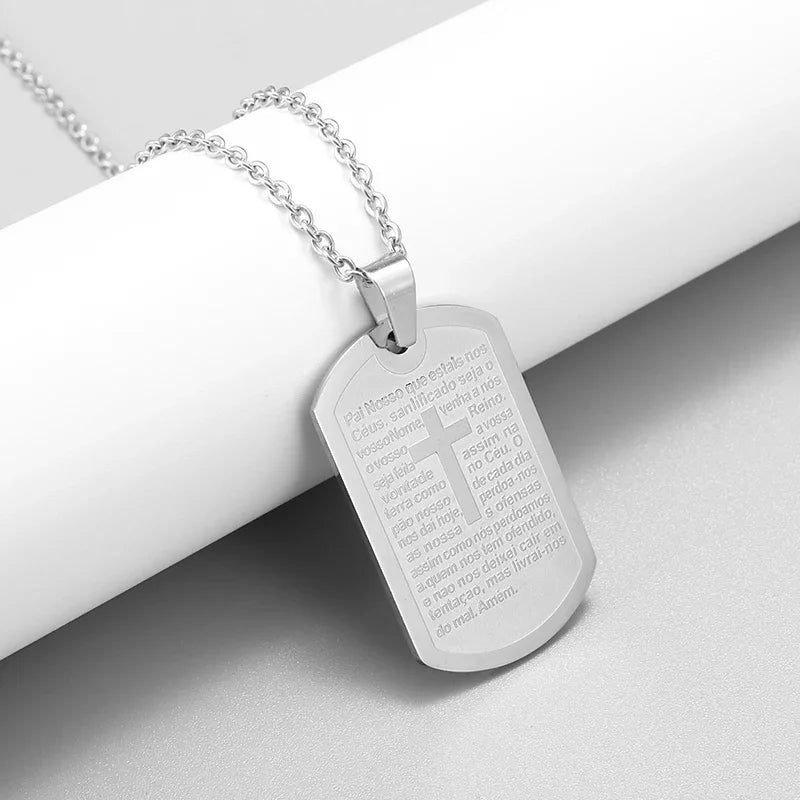 Hip Hop Military Style Stainless Steel Dog Tag Pendant Necklace for Men Women Gold Plated Personalized Id Card Name Jewelry