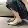 Brand Designer Slingbacks High Heels Pumps Women Pointed Blue Pointed Toe Party Shoes Summer Thin Heeled Sandals High Heel Shoes