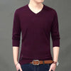 Spring Autumn V-neck Knitted Long Sleeve Male Clothes All-match Casual Men's Social Shirt  2023 Top Men T Shirt