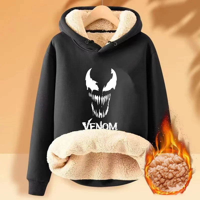 Venom Hoodies Movie Peripherals Jacket Winter Thickened Warm Street Sportswear Casual Sweatshirt Adult Clothes Cool Men Clothing