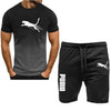 sportswear fitness set running suit casual T-shirt+shorts set breathable jogging sportswear 2-piece set for men