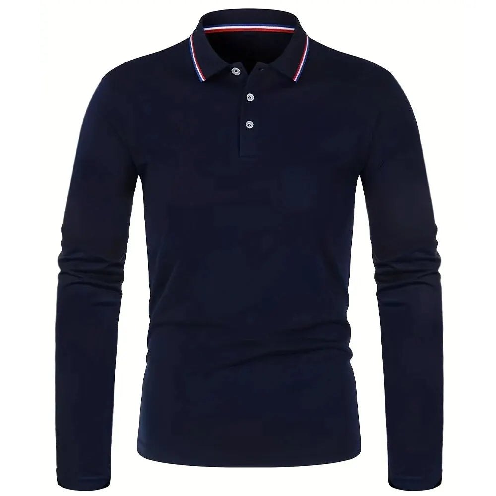 Men's Spring and Autumn Casual Breathable Comfortable Polo Shirt Hot Selling Fashion Men's Business Long Sleeve T-Shirt