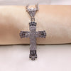 1 Simple Style MEN'S Rhinestone Christian Cross Rhinestone Pendant Necklace Personality Fashion Street Domineering Chain Jewelry