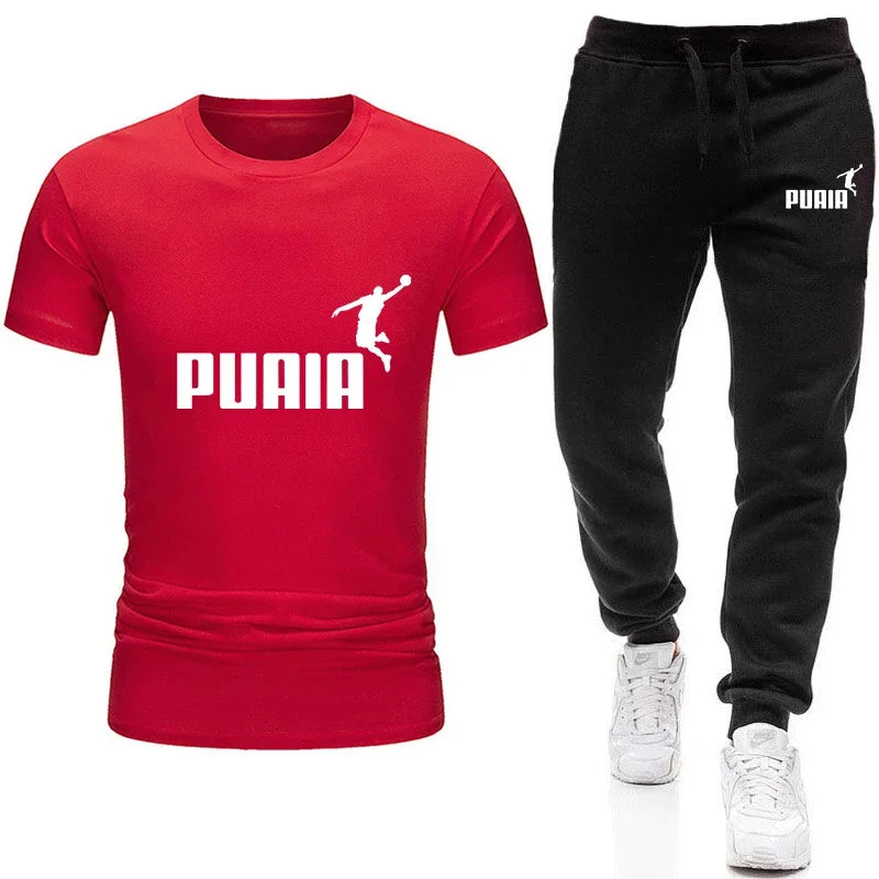 Tracksuit Cotton T-shirts and Sweatpants Gym Short Sleeve Outfits Hot Sales Male Casual O-Neck Tees Jogging Suit