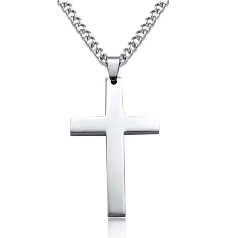 Punk Stainless Steel Cross Pendant Necklace for Men Women Minimalist Gold Silver Color Jewelry Male Female Necklaces Chokers