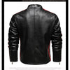 Autumn Winter Fleece Men's Motorcycle Leather Jacket Embroidery Racing Coat Windbreaker Outwear Faux Leather Biker Jacket