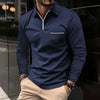 Men's Fashion POLO Shirt Autumn Long Sleeve Lapel Zipper Pocket Business Casual Shirt Golf T-shirt Pullover Street Wear XS-XL