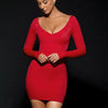 Solid Color Bodycon Dress For Women V-neck Vestidos De Mujer Backless Sexi Night Dress Hot Club Outfits Long Sleeve Streetwear