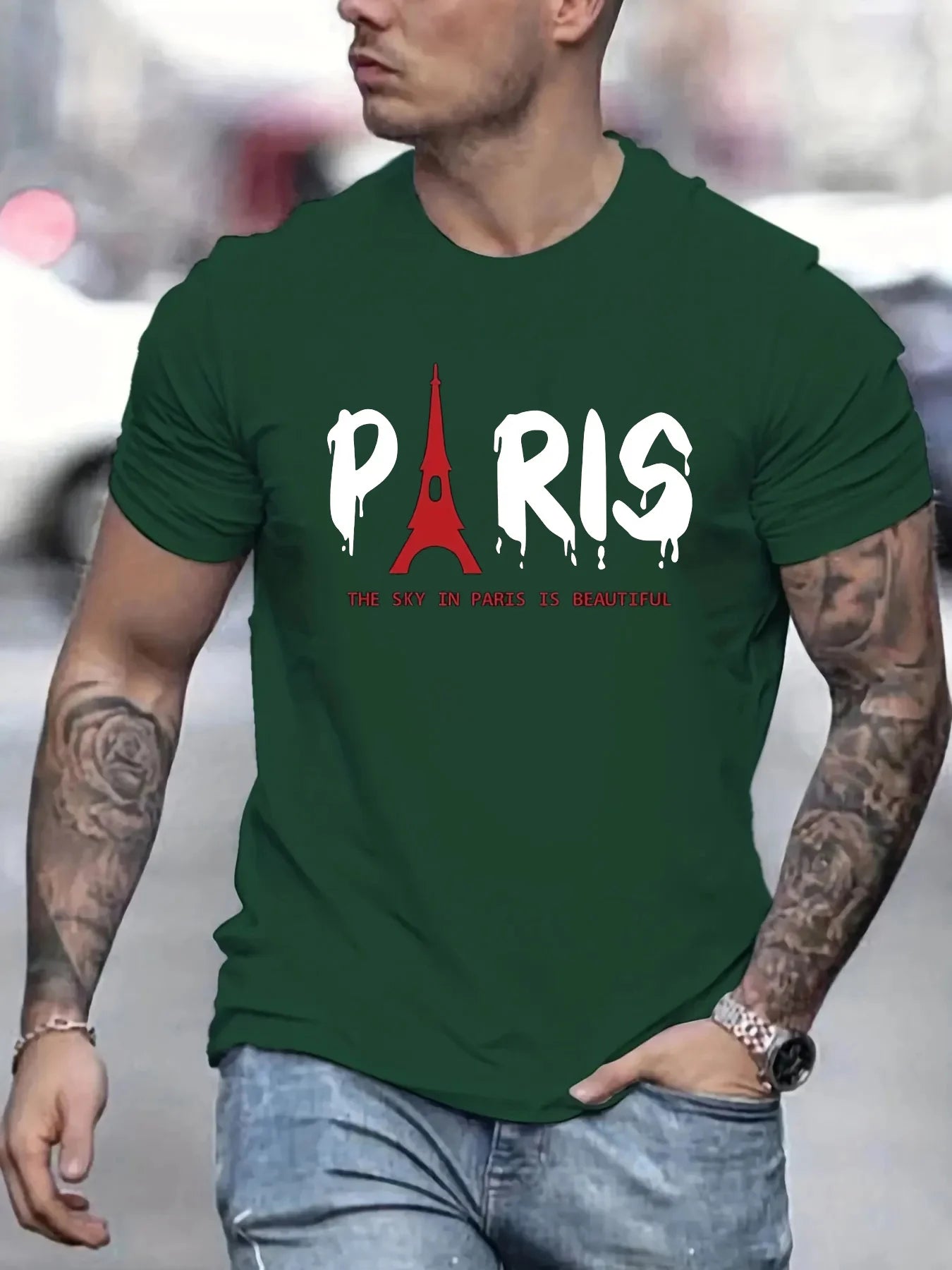 Men's T-Shirt Fashion Street Paris Letter Short Sleeved T Shirt For Men Casual 3d Print Summer Top Breakable Loose Men Clothing