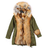 MAOMAOKONG 2023 Red Fox Fur Liner Parkas Real Fur Collar Coat Thick Warm Female Inner Fur Luxury Jacket Woman