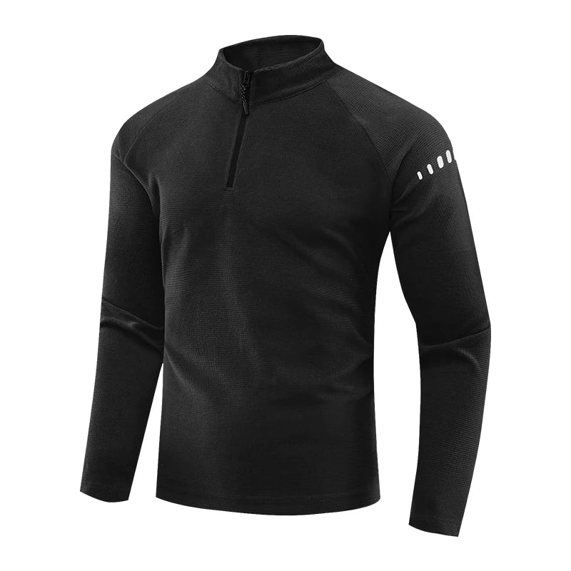 Karentea Running Long Sleeve T-shirt Reflective Men Sportswear Breathable Black Coat Gym Jogging Male Fitness Spring Clothing