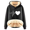 Letter Printed Hooded Sweater And Velvet Thickened Warm Loose Hooded Pullover Hoodie Sweatshirt Women Winter Long Hoodies